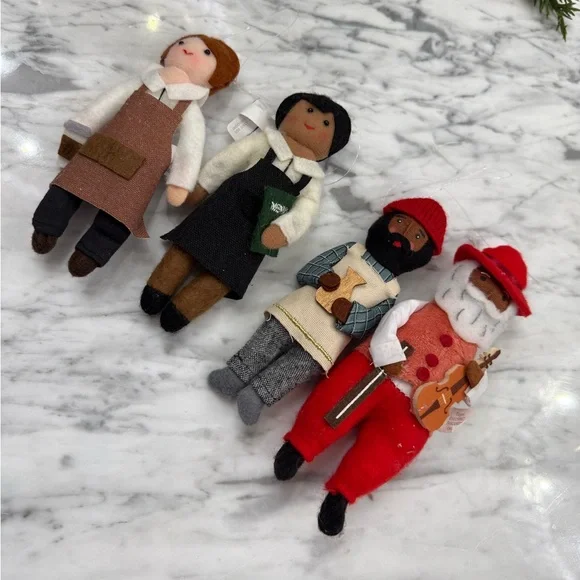 NWT Handcrafted Felt Doll Ornament Set - Restaurant Barista Waitress Sommelier - Picture 2 of 3